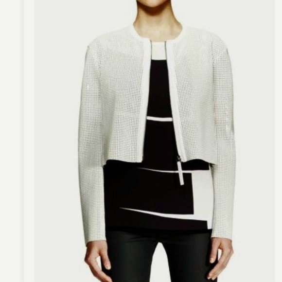HELMUT LANG Optic White Sift Leather Jacket Small - Picture 1 of 15